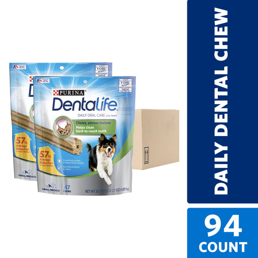 Purina  Small/Medium Dog Dental Chews, Daily, (2) 47 Ct. Pouches