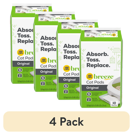 (4 Pack) Purina  Breeze Absorbent Cat Litter Pads, 24/7 Odor Control, Refill Pack, 10 Ct. Pouch