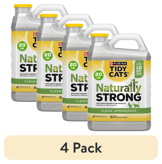 (4 Pack) Purina  Naturally Strong Clumping Cat Litter, Low Dust, Odor Control, 20 Lb. Jug