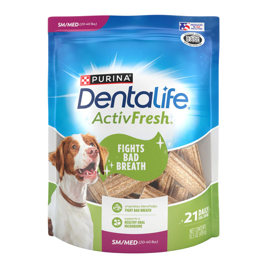 Activfresh Small & Medium Dog Treats with Chicken Chews, 15.5 Oz Pouch (21 Count)