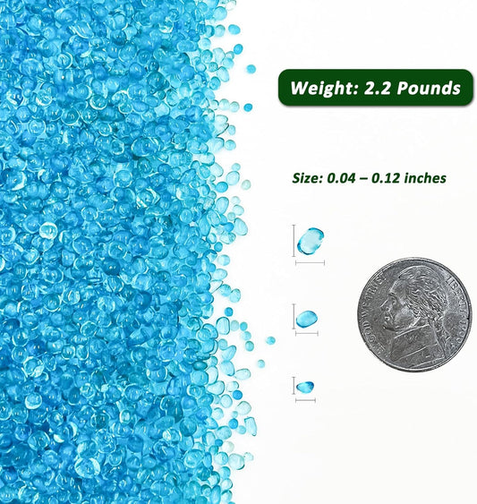 2.2 Lbs Small Aquarium Substrate Gravel Sand, Polished Smooth Fish Tank Gravel, Colorfast Uncoated Vibrant Blue Sea Glass, Decorative Stones for Vase Fillers, Fairy Garden, Potted Plants