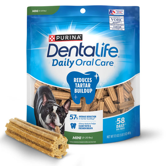 Purina  Daily Oral Care Chicken Flavor Toy Breed Dog Dental Chews – 17.1 Oz Pouch (58 Ct)
