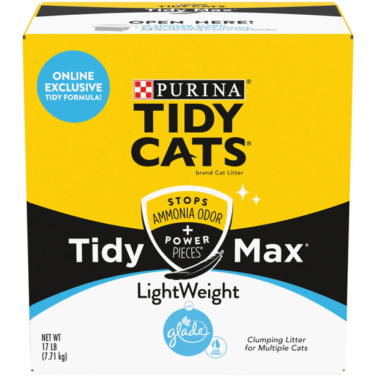Purina  Tidy Max Clumping Cat Litter, Lightweight, Odor Control 24/7, 17 Lb. Box