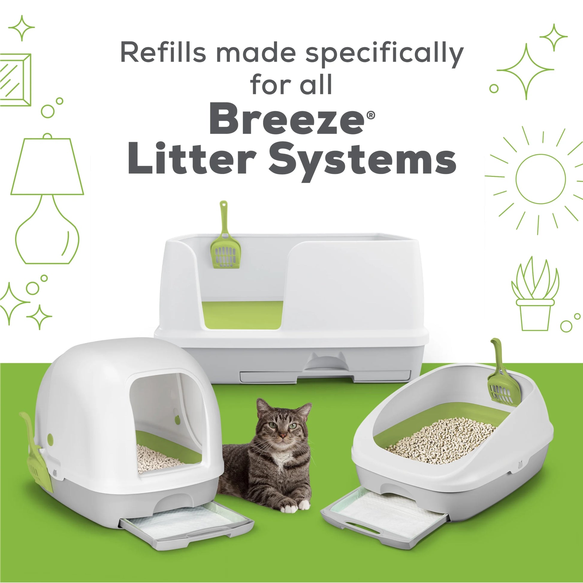 (4 Pack) Purina  Breeze Absorbent Cat Litter Pads, 24/7 Odor Control, Refill Pack, 10 Ct. Pouch