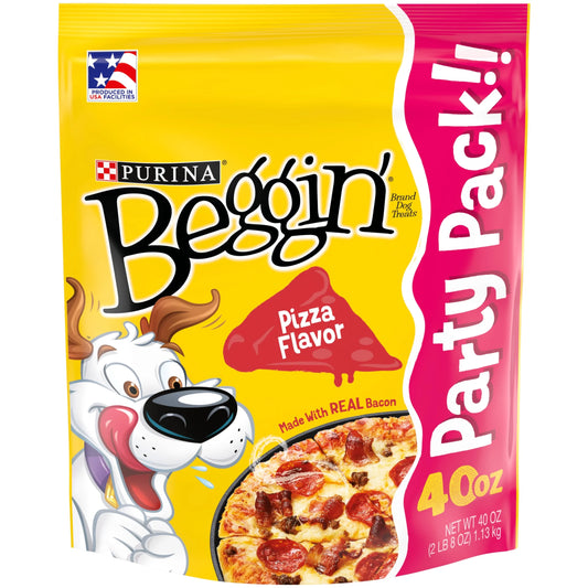 Purina  Strips Dog Treats with Real Bacon & Pizza Flavors Tender Chews, 40 Oz Pouch