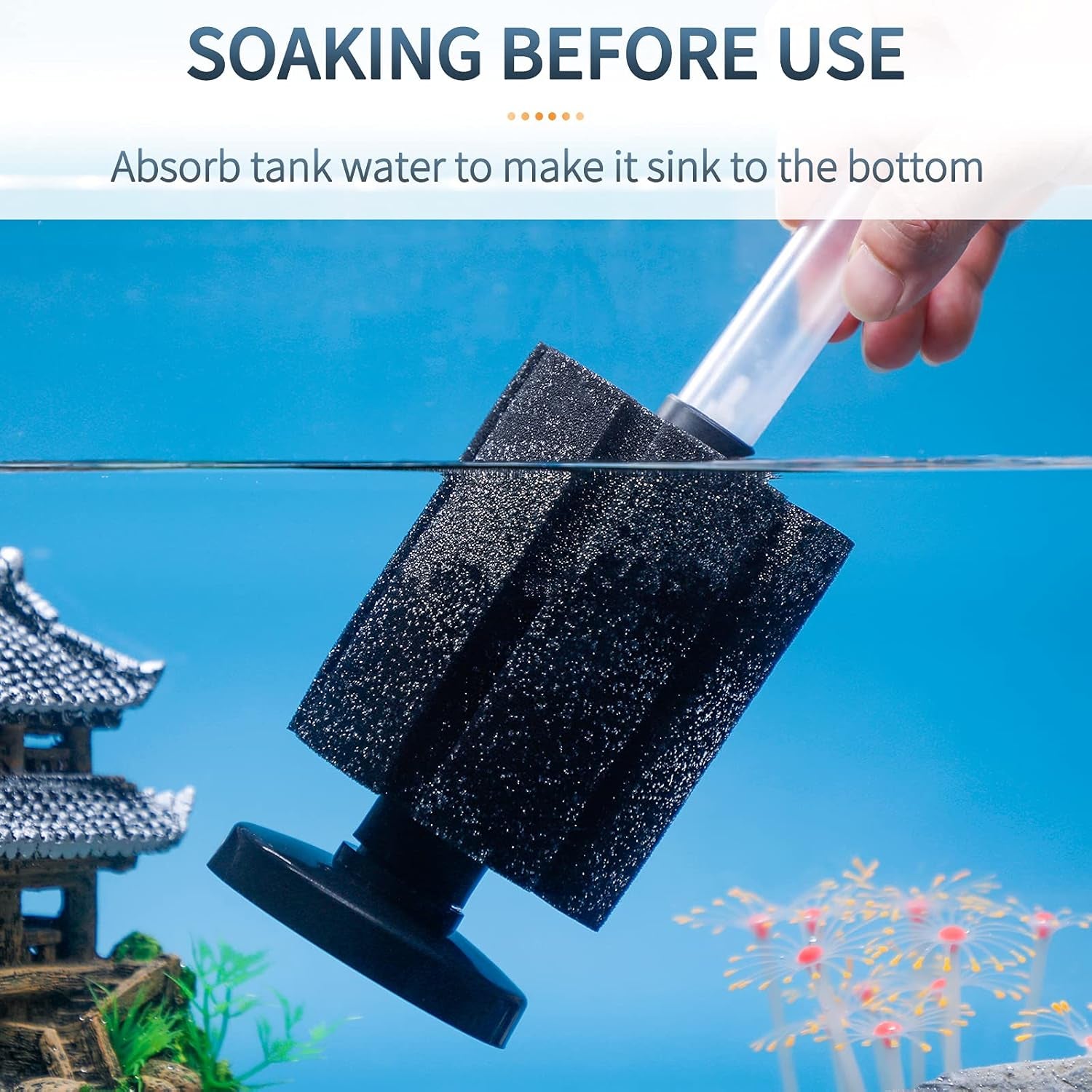 Large Aquarium Bio Sponge Filter Quiet Betta Fry Shrimp and Small Fish Foam Filter for Fish Tank up to 50 Gallon