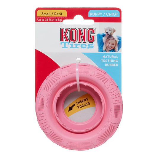 Puppy Rubber Tire Dog Toy, Pink/Blue, Small