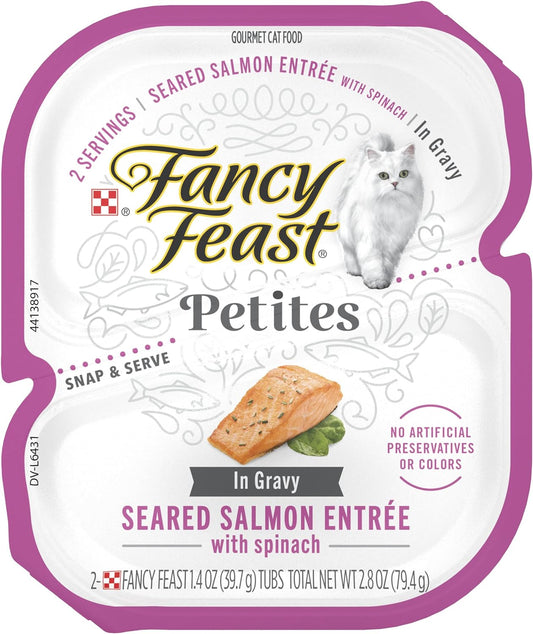 Purina Fancy Feast Gourmet Gravy Wet Cat Food, Petites Seared Salmon with Spinac