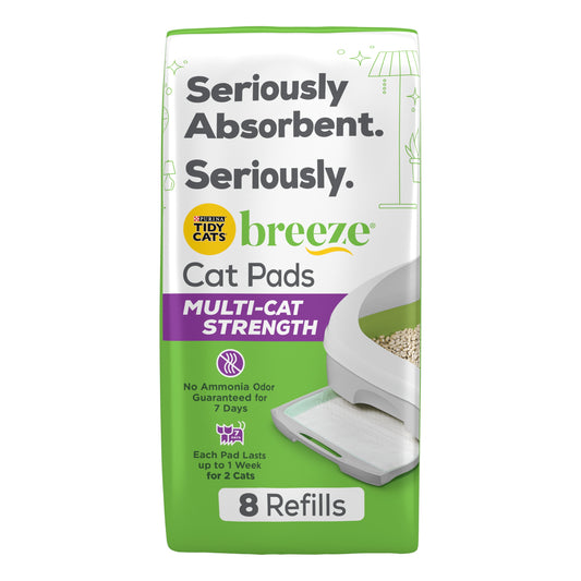 (6 Pack) Purina  Breeze Absorbent Cat Litter Pads, Multi Strength, Odor Control, Refills, 8 Ct. Bag