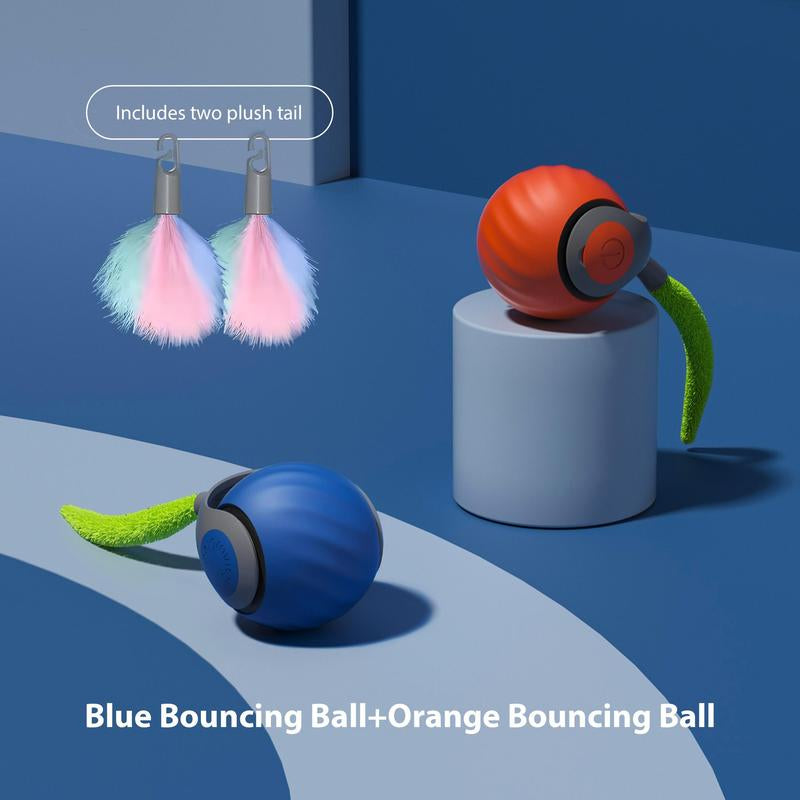 [A] Electric Rolling Toy Ball for Pets,New Year Gift -Self Rotating Fun for Cats, USB Rechargeable Cat Toy, TPR Soft Gel, Safe Chew Material, Interactive Cat Toys Interactive Bouncing Ball Cat Scratch Toy Keep Dog Gravity Ball