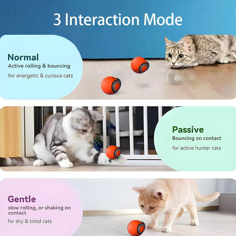 [A] Electric Rolling Toy Ball for Pets,New Year Gift -Self Rotating Fun for Cats, USB Rechargeable Cat Toy, TPR Soft Gel, Safe Chew Material, Interactive Cat Toys Interactive Bouncing Ball Cat Scratch Toy Keep Dog Gravity Ball