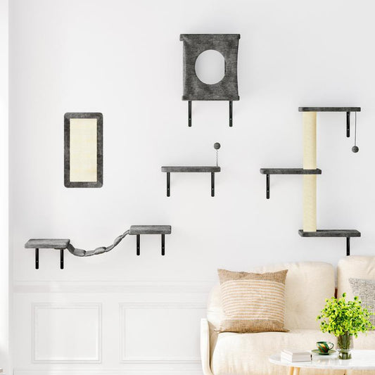 [Mother'S Day Gift] 5-Piece Wall Mounted Cat Climbing Set – Soft House, Cat Scratching Board, Cat Tree, Cat Hammock & Cat Juamping Platform