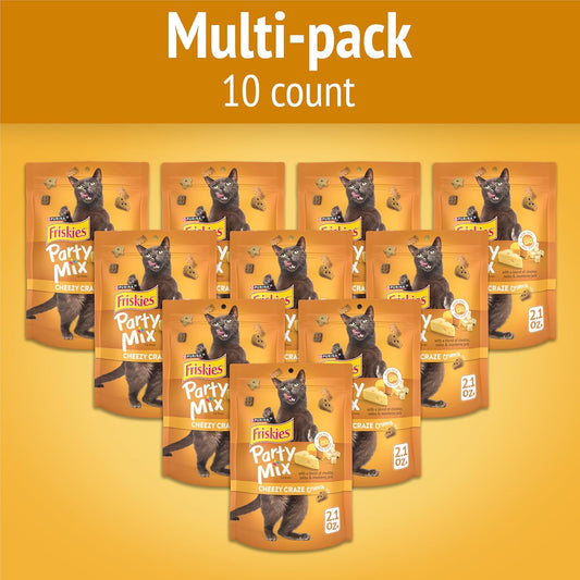 Purina  Cat Treats, Party Mix Cheezy Craze Crunch - (Pack of 10) 2.1 Oz. Pouches