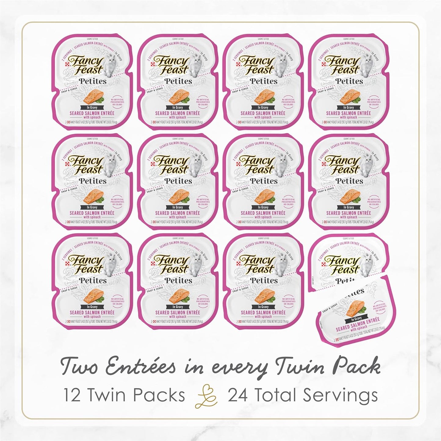 Purina Fancy Feast Gourmet Gravy Wet Cat Food, Petites Seared Salmon with Spinac