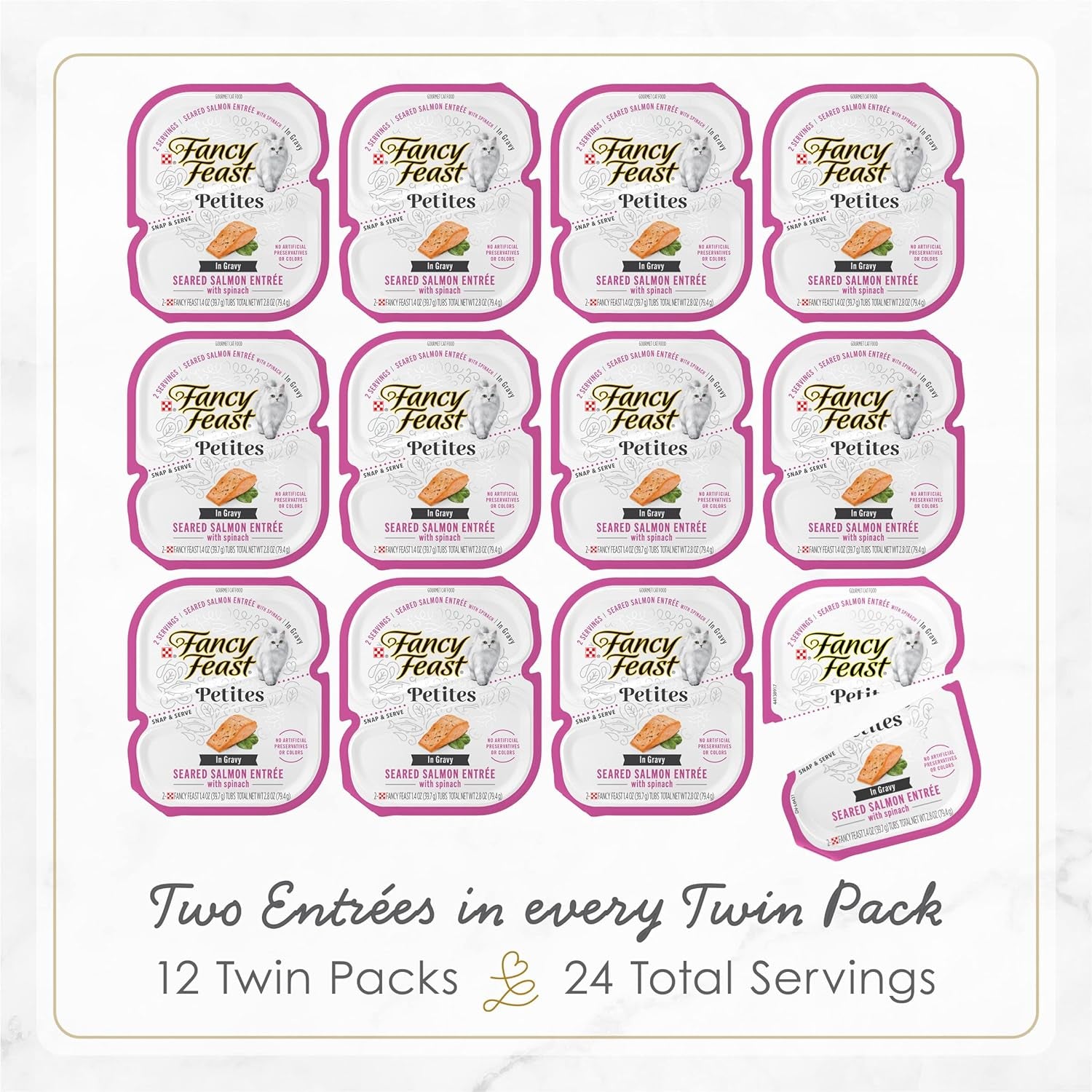 Purina Fancy Feast Gourmet Gravy Wet Cat Food, Petites Seared Salmon with Spinac