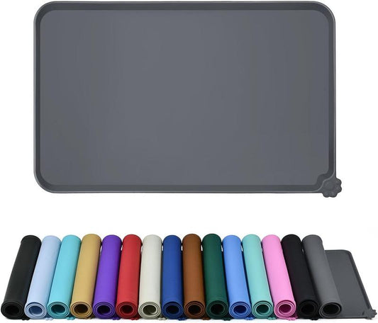 Pet Feeding Mats - Anti-Stain Quick Dry Pet Food and Water Mats - 18.5" X 11.8" Silicone Dog Accessories for Dog Food and Drinking - Three Packages