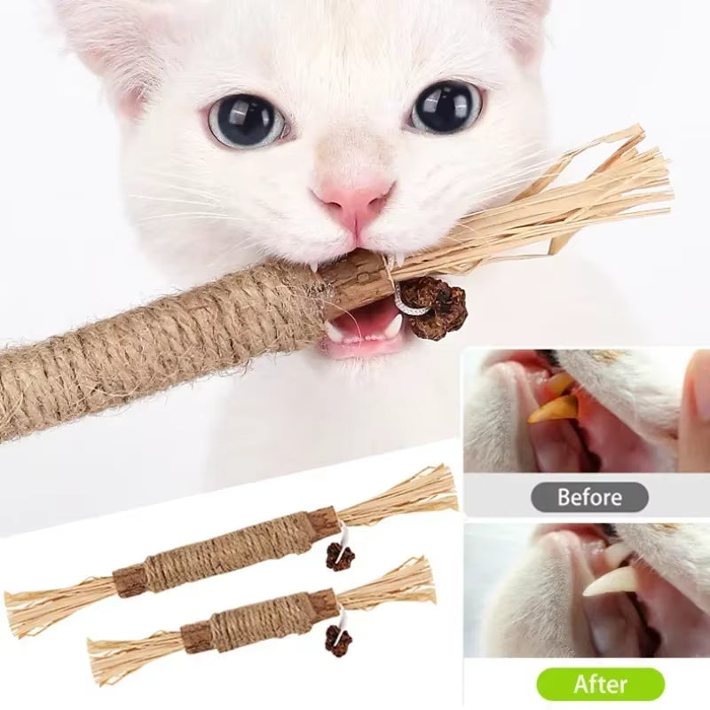 1 Pc Cat Toys Silvervine Chew Stick Polygonum Kitty Raffia Grass Pet Supplies Cleaning Teeth Stick Pet Bite Cat Toy Hemp Rope