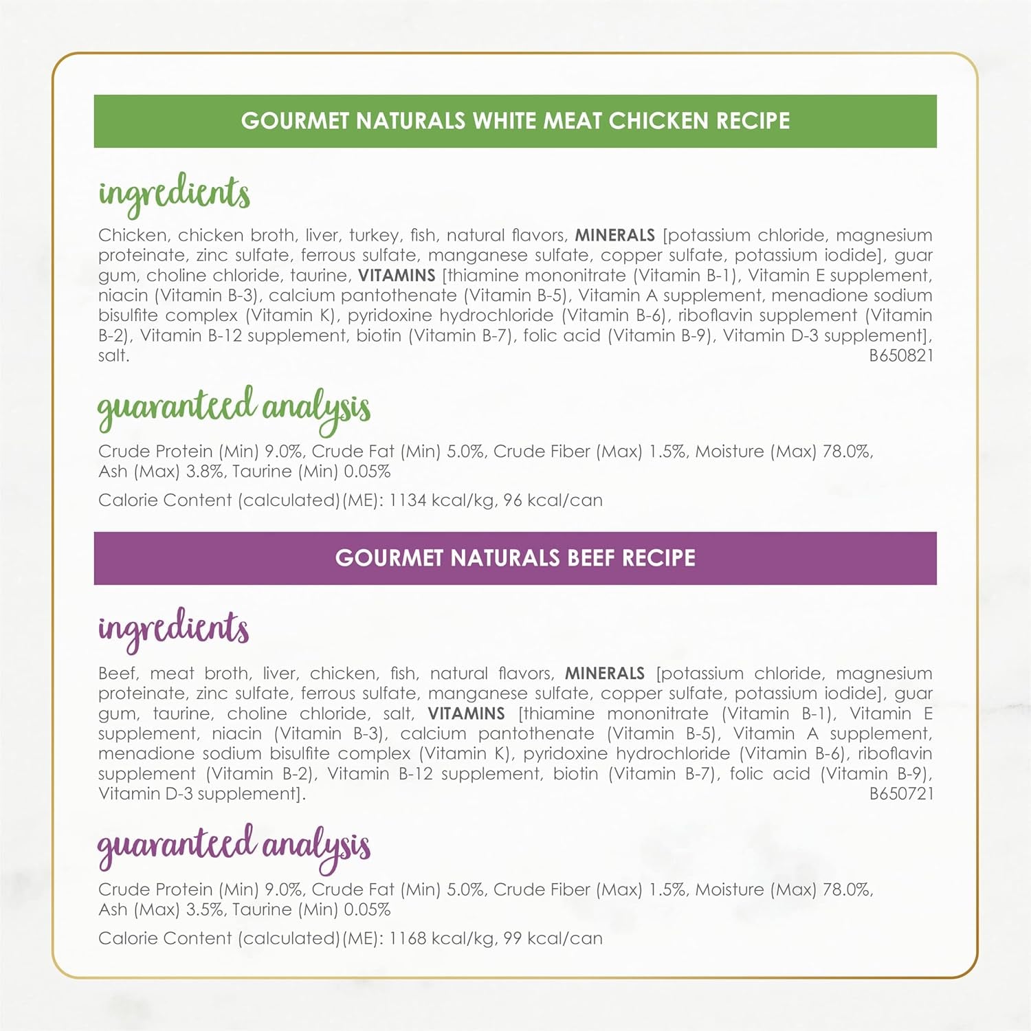 Purina  Wet Cat Food Variety Pack Gourmet Naturals Poultry and Beef Collection - (Pack of 30) 3 Oz. Cans