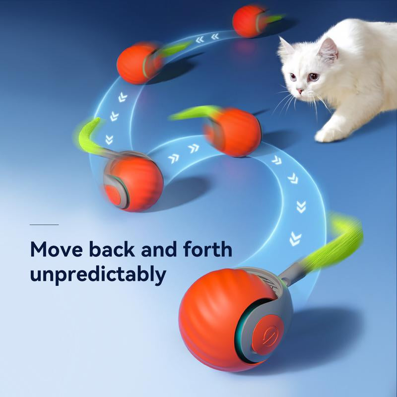 [A] Electric Rolling Toy Ball for Pets,New Year Gift -Self Rotating Fun for Cats, USB Rechargeable Cat Toy, TPR Soft Gel, Safe Chew Material, Interactive Cat Toys Interactive Bouncing Ball Cat Scratch Toy Keep Dog Gravity Ball
