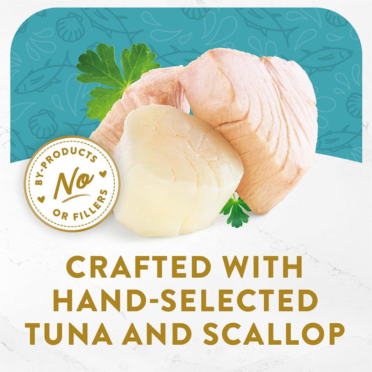 Purina  Appetizers Lickable Grain Free Wet Cat Food Topper Light Meat Tuna Appetizer with Scallop - (Pack of 10) 1.1 Oz. Trays