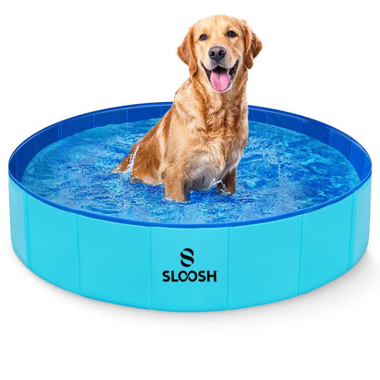 SLOOSH Foldable Dog Kiddie Pool - Portable Hard Plastic Doggie Swimming Pool, Anti-Slip Collapsible Pets Bath Tub Suitable for Kids Indoor Outdoor Backyard Use Mother'S Day Gifts