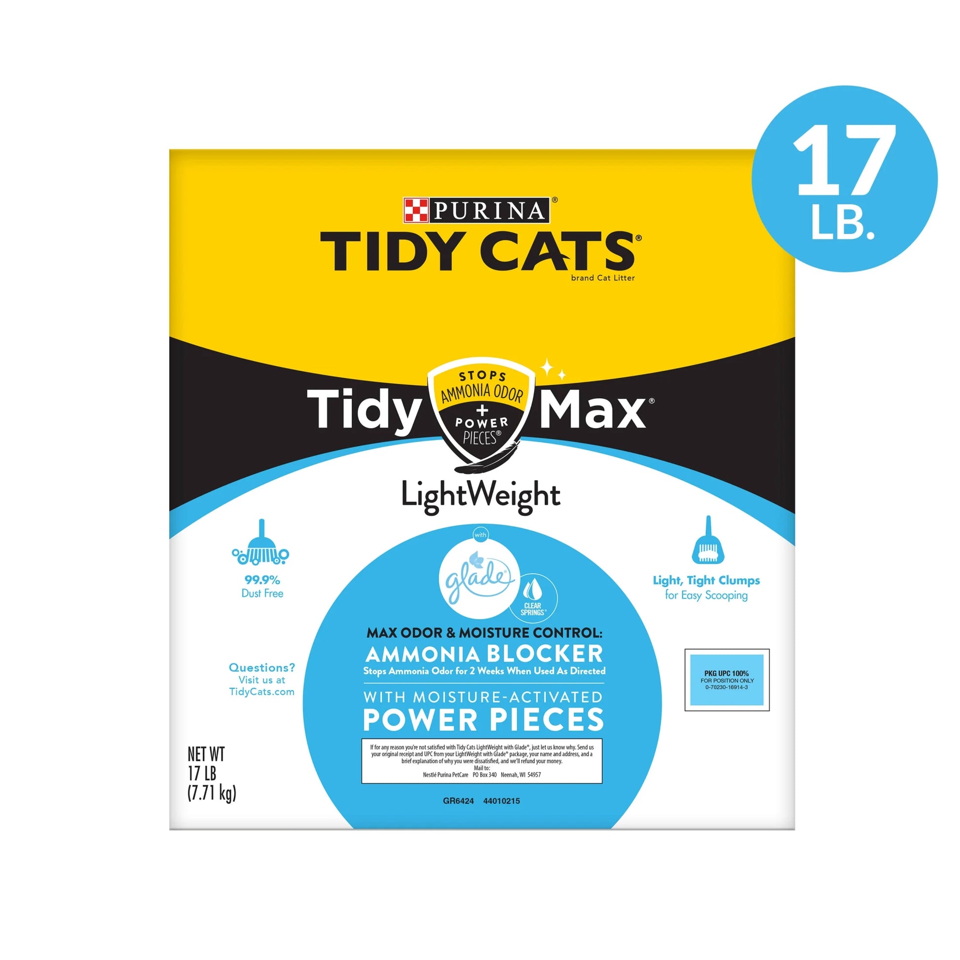 Purina  Tidy Max Clumping Cat Litter, Lightweight, Odor Control 24/7, 17 Lb. Box
