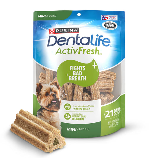 Purina  Activfresh Mini Dog Treats Dental Chews with Chicken, 6.1 Oz Pouch (4 Count)