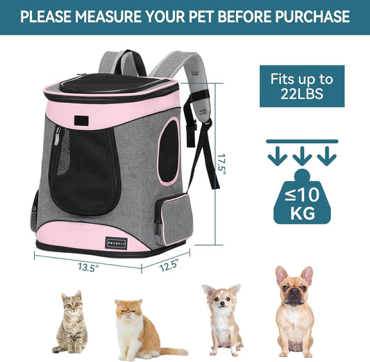 Dog Backpack Carrier with Upgrade Waist Cushion Design to Better Fit the Waist, Suitable for Small and Medium Dogs Cats, and Rabbits up to 18 Pounds