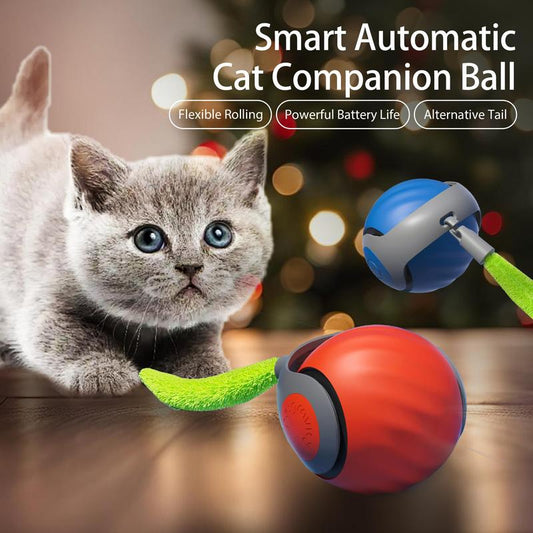 [A] Electric Rolling Toy Ball for Pets,New Year Gift -Self Rotating Fun for Cats, USB Rechargeable Cat Toy, TPR Soft Gel, Safe Chew Material, Interactive Cat Toys Interactive Bouncing Ball Cat Scratch Toy Keep Dog Gravity Ball