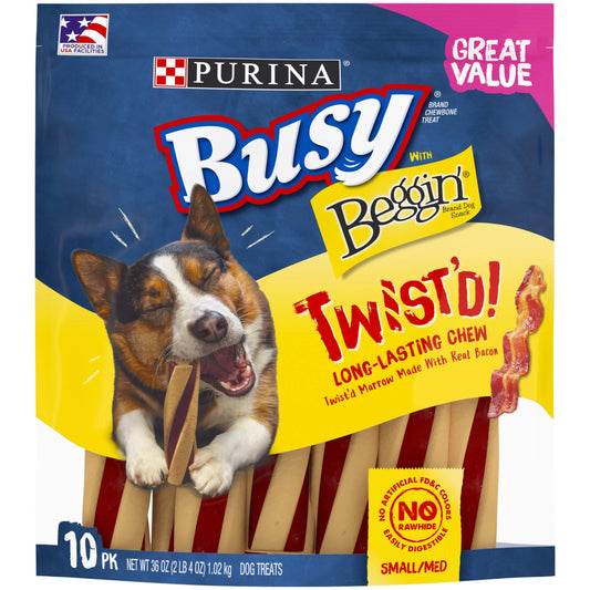 Purina  with Beggin' Twist'D Small & Medium Dog Treats with Bacon, 36 Oz Pouch (10 Count)