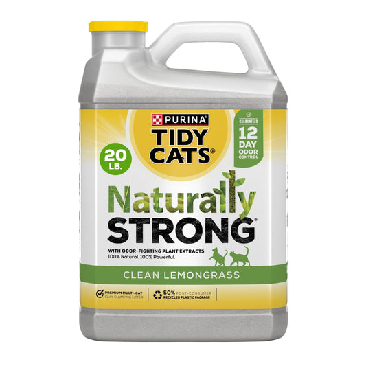 (4 Pack) Purina  Naturally Strong Clumping Cat Litter, Low Dust, Odor Control, 20 Lb. Jug