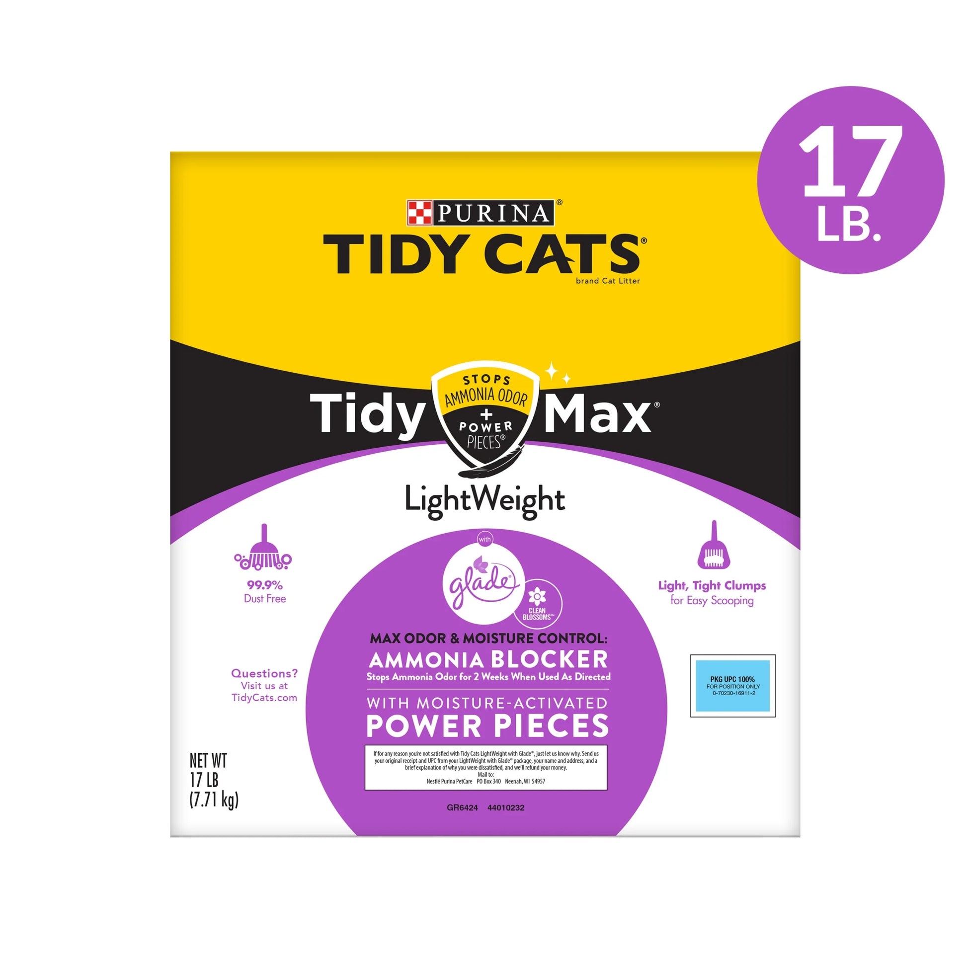 Purina  Tidy Max Clumping Cat Litter, Lightweight, Odor Control 24/7, 17 Lb. Box