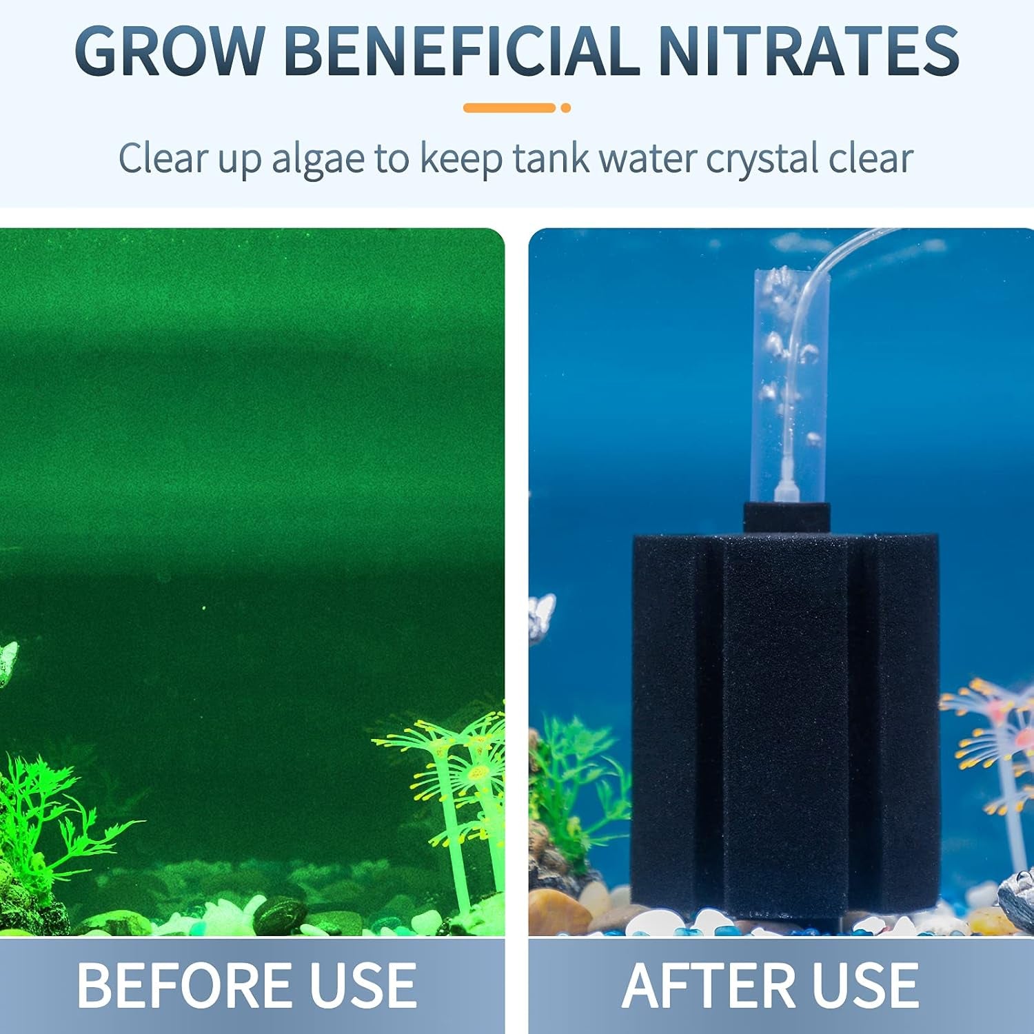Large Aquarium Bio Sponge Filter Quiet Betta Fry Shrimp and Small Fish Foam Filter for Fish Tank up to 50 Gallon