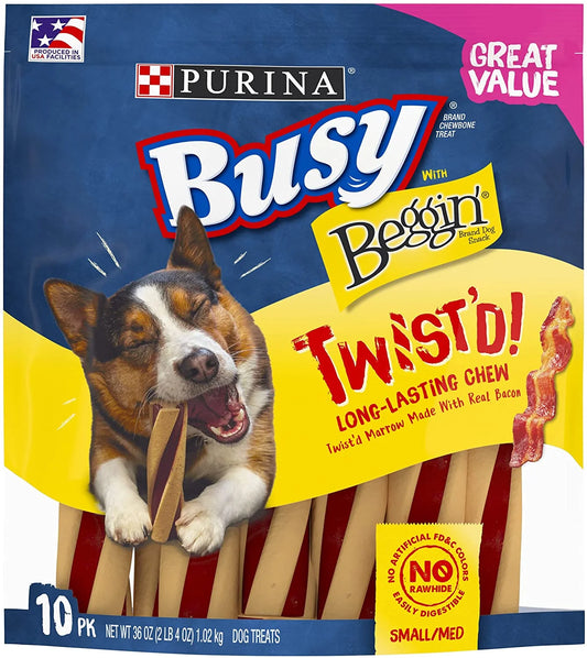 Busy with Beggin' Made in USA Facilities Small/Medium Breed Dog Treats, Twist'D - 10 Ct. Pouch (038100172556)