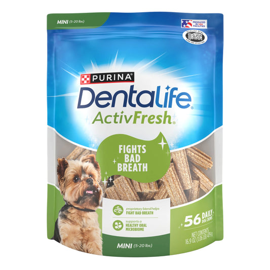 Purina  Activfresh Mini & Toy Dog Dental Treats with Chicken, 16.9 Oz Pouch (56 Count)