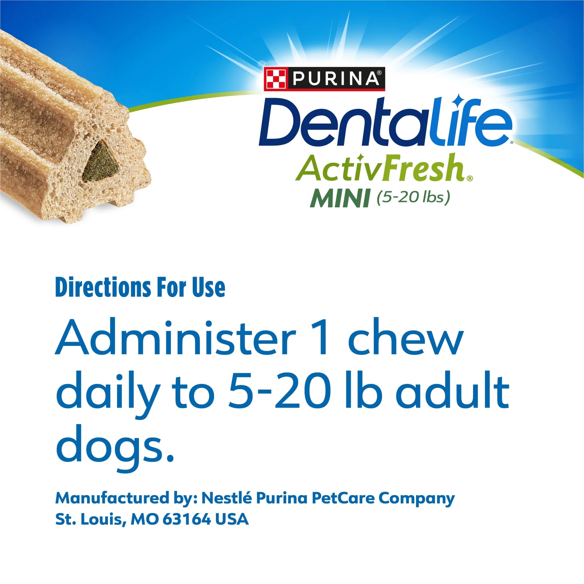 Purina  Activfresh Mini Dog Treats Dental Chews with Chicken, 6.1 Oz Pouch (4 Count)